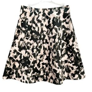 H&M A-Line Skirt Size 10 Abstract Animal Print Black White Beige Green